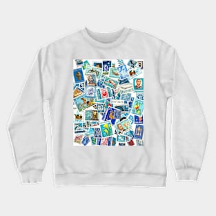 From all over the world - postage stamps blue Crewneck Sweatshirt